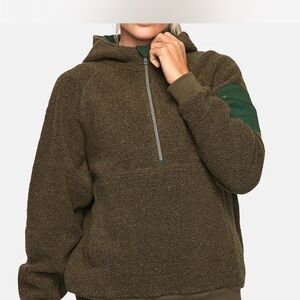 Outdoor Voices Green and Gray Fleece Hoodie